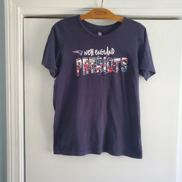 NFL New England Patriots Youth T-Shirt Navy Size L 14/16 Short Sleeve - Picture 1 of 8
